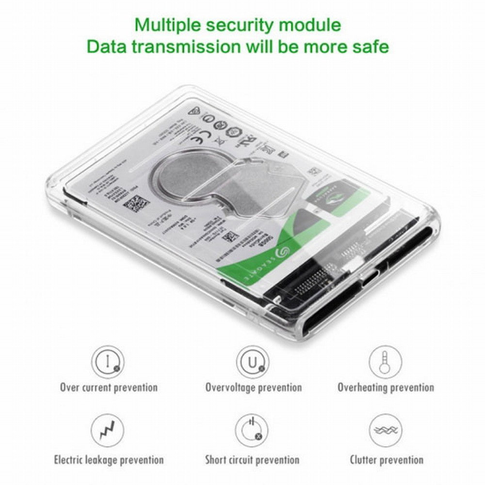 Chenyang USB-C Type-C to 2.5 Inch SATA SSD HDD External Enclosure Transparent for Laptop PC UC-079-WH