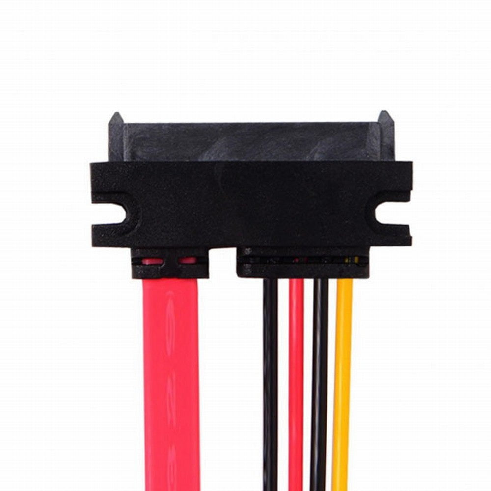 Chenyang Up Angled SATA III 3.0 7+15 22 Pin SATA Male to Female Data Power Extension Cable 30cm SA-065-UP