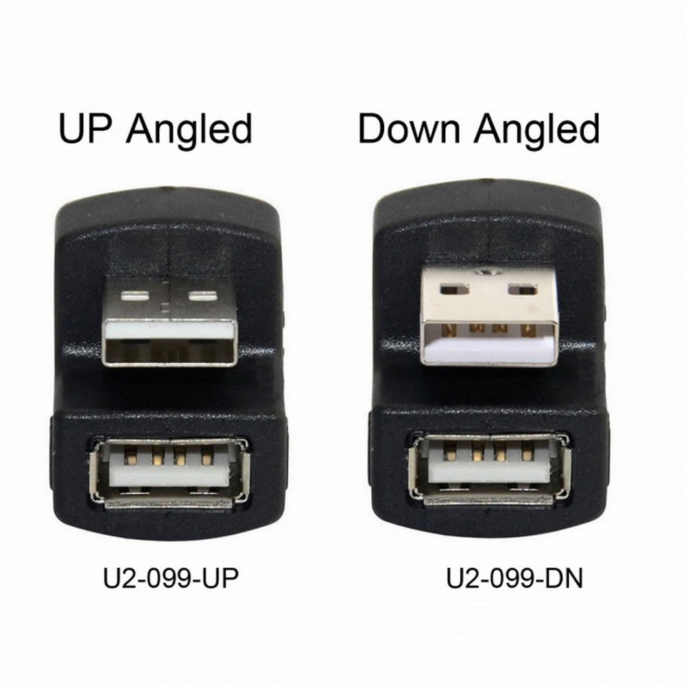 Chenyang 2pcs/Set Up Down Angled USB 2.0 Adapter A Male to Female Extension 180 Degree Black U2-099-DN+UP