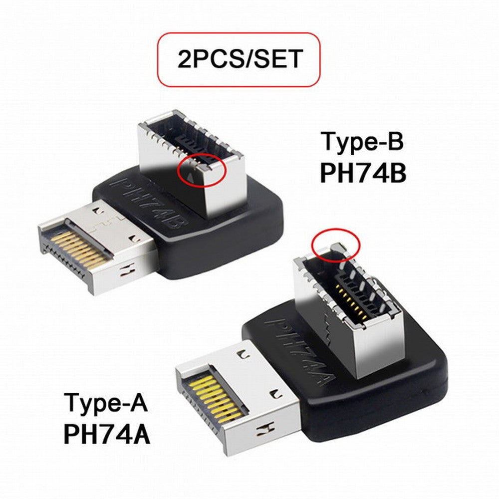 Chenyang 2pcs Overmold USB 3.1 Front Panel Header Male to Female Type-E Motherboard Extension Data Adapter UC-059