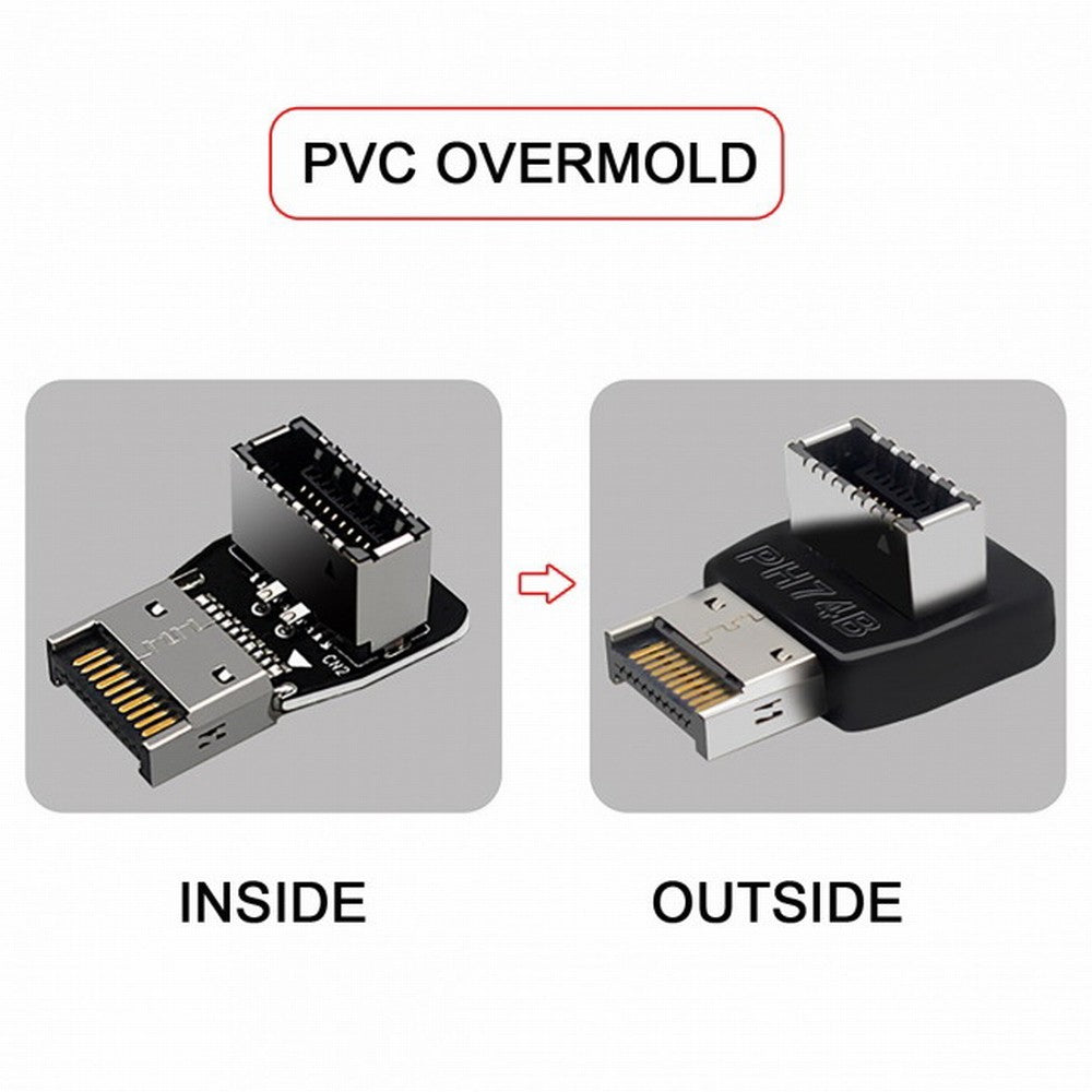 Chenyang 2pcs Overmold USB 3.1 Front Panel Header Male to Female Type-E Motherboard Extension Data Adapter UC-059