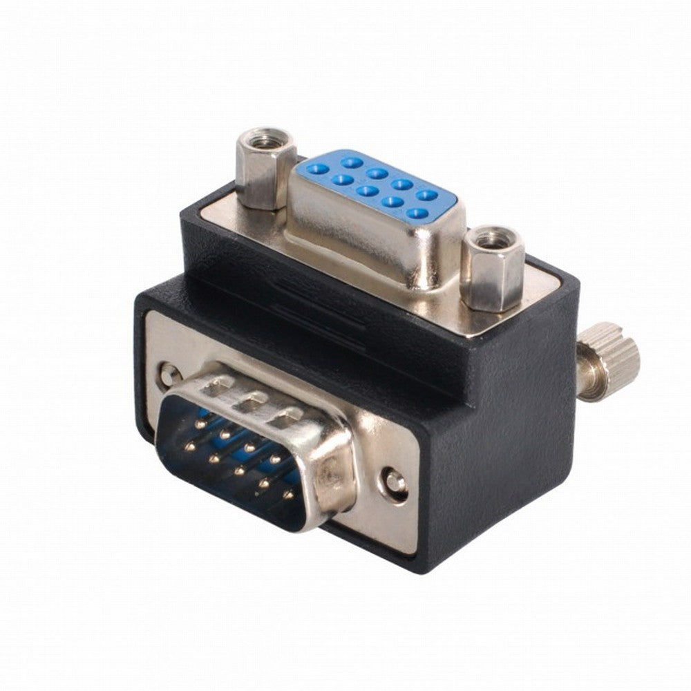 Chenyang Down Angled 90 Degree RS232 D-Sub 9Pin Male Screw Type to Female Nut Type Extension Adapter DB-001-DN