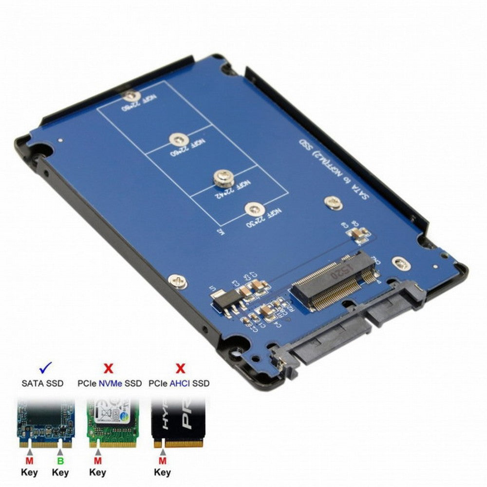 Chenyang B+M Key Socket 2 M.2 NGFF (SATA) SSD to 2.5 SATA Adapter Card Adapter with Black Metal Case SA-104