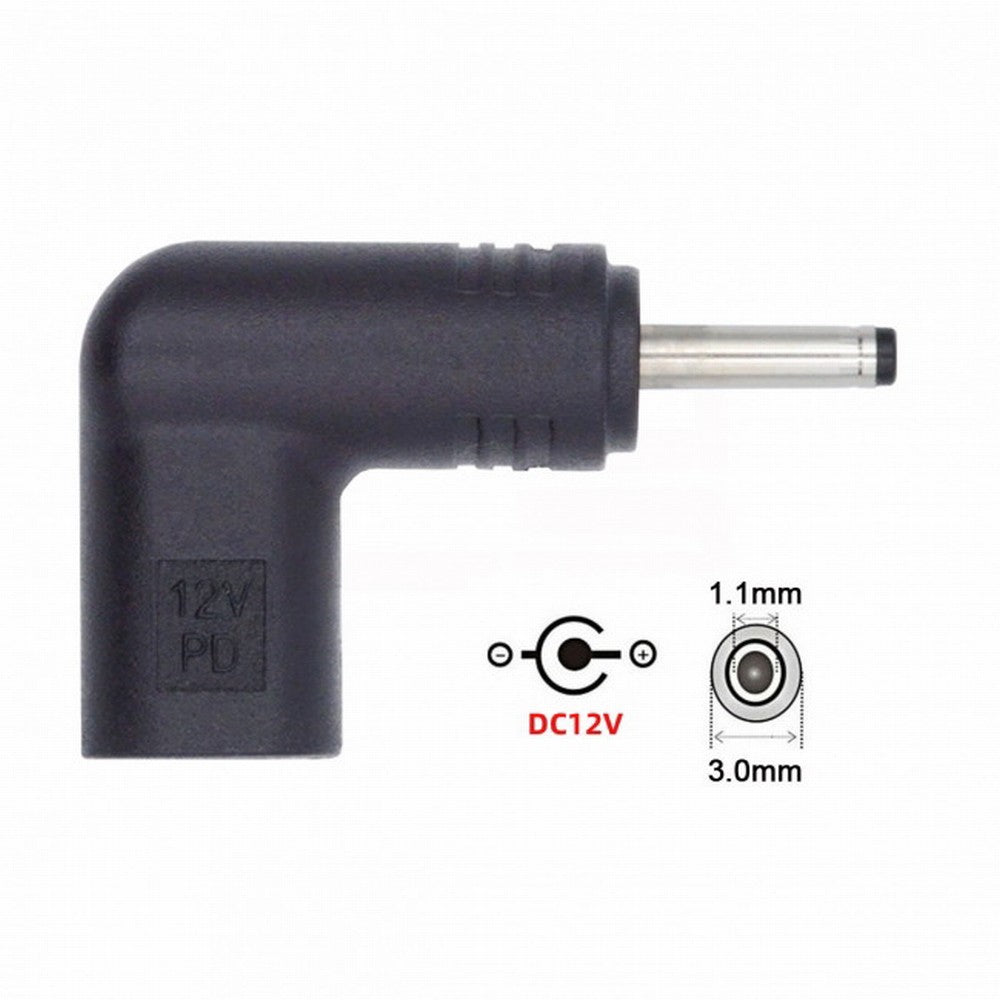 Chenyang USB 3.1 Type C USB-C Female to DC 12V 3.0x1.1mm Plug Adapter PD Emulator Trigger 90 Degree Angled UC-090-3011MM