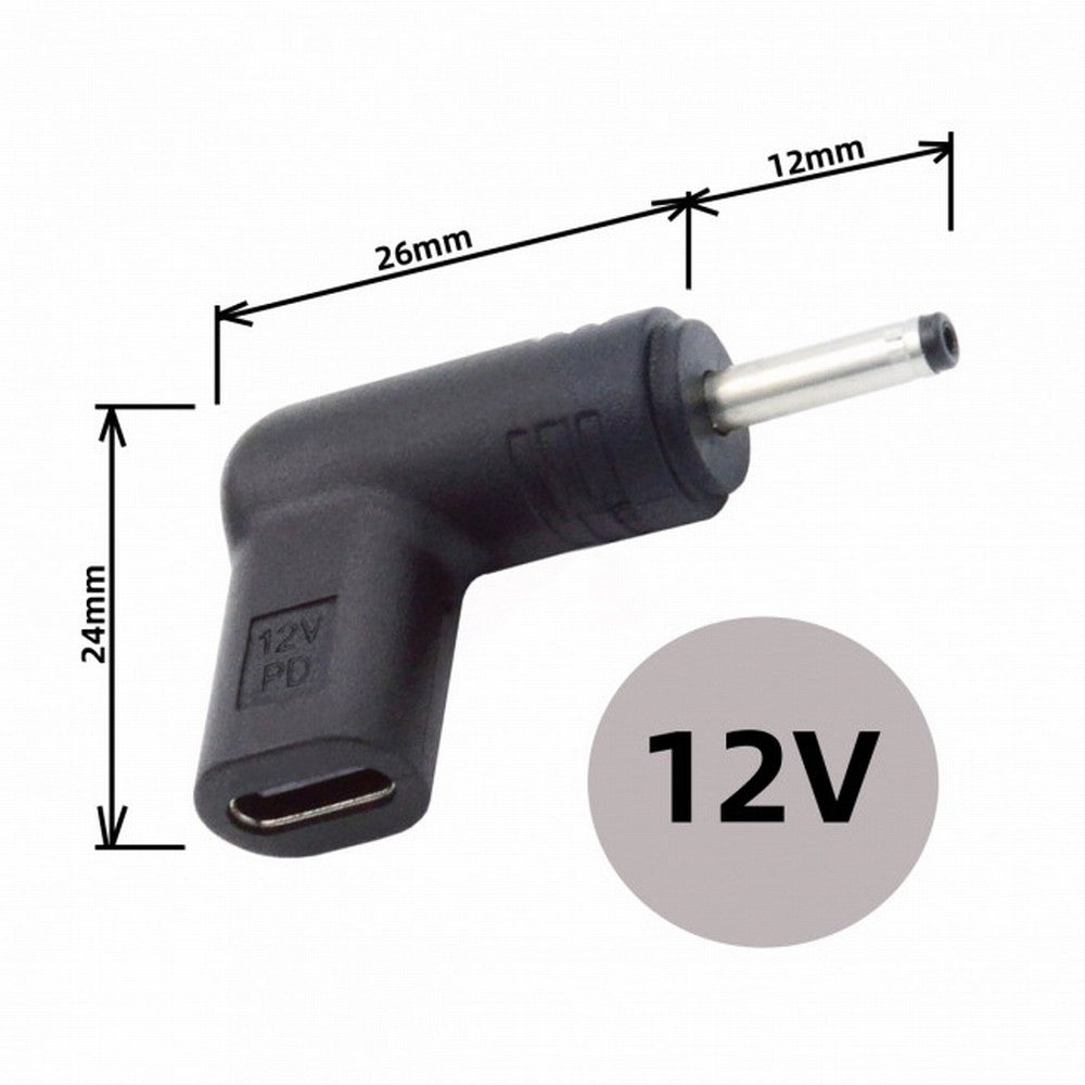 Chenyang USB 3.1 Type C USB-C Female to DC 12V 3.5x1.3mm Plug Adapter PD Emulator Trigger 90 Degree Angled UC-090-3513MM