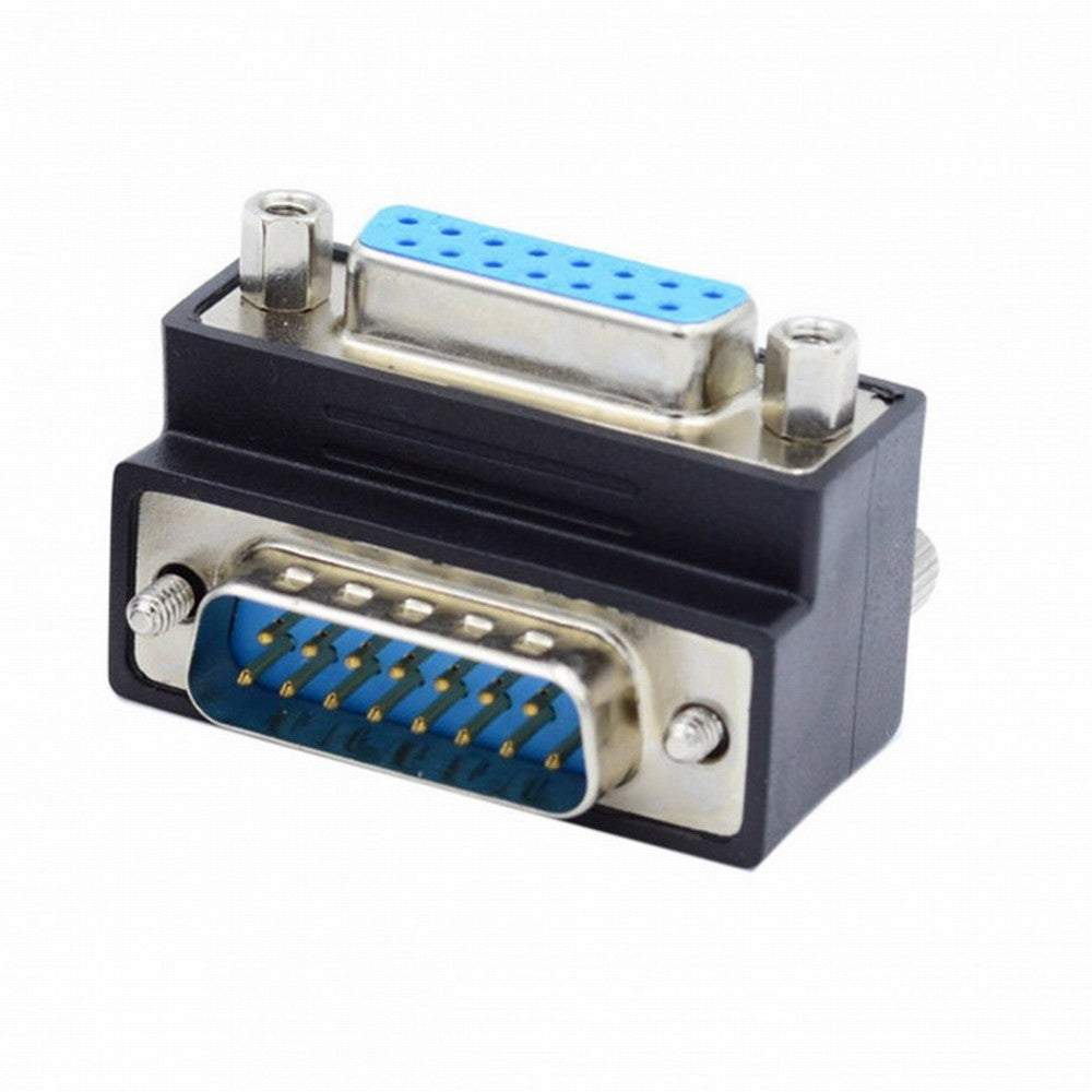 Chenyang Down 90 Degree Angled DSUB D-subminiature 15pin Male to Female Extension Adapter DB Connector DB-003-DN