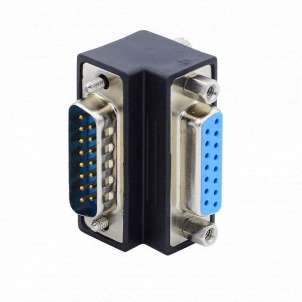 Chenyang Down 90 Degree Angled DSUB D-subminiature 15pin Male to Female Extension Adapter DB Connector DB-003-DN