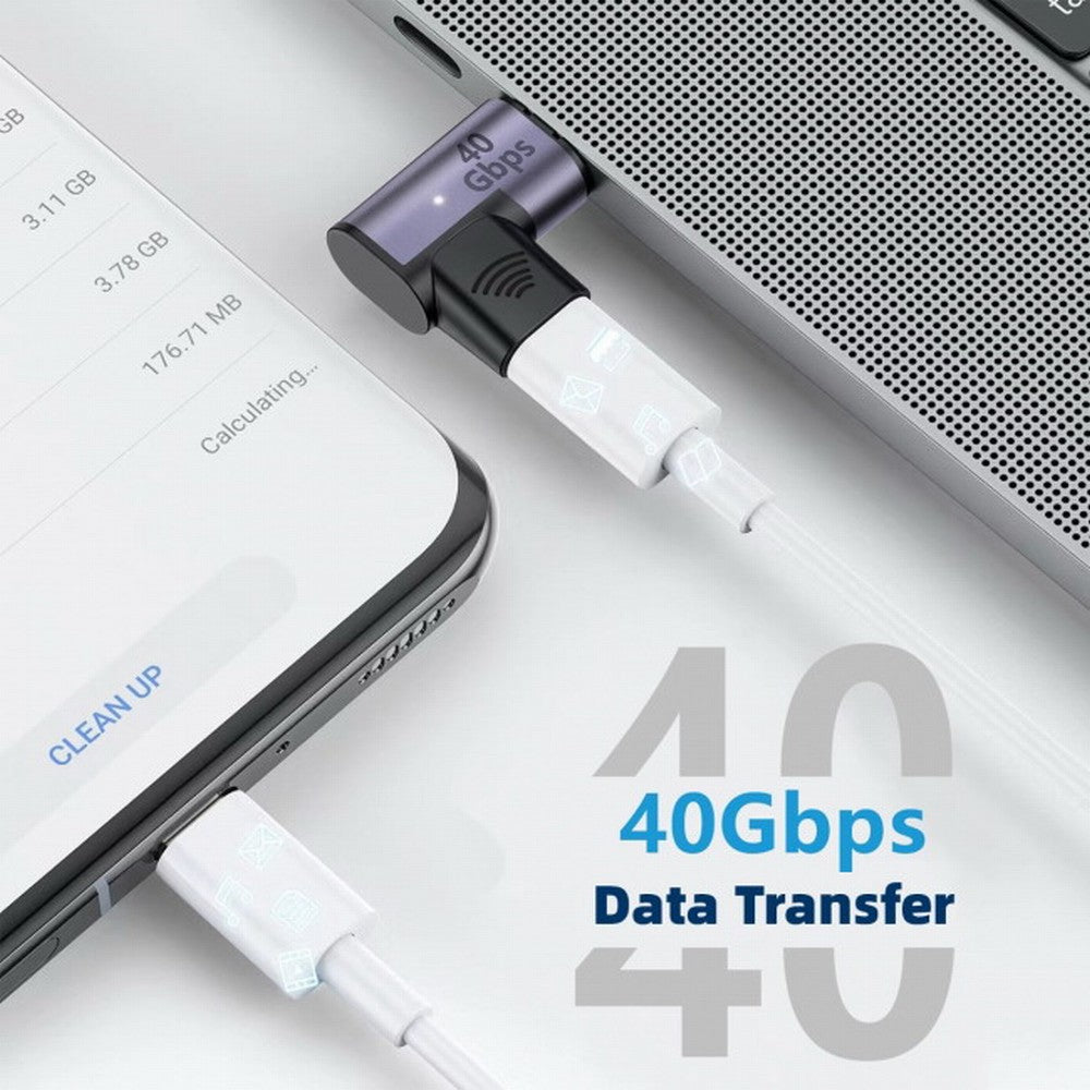 Chenyang Magnetic Connector 40Gbps USB4 Type C Male to Female 90 Degree Left Right Angled Adapter for Laptop Phone 100W Power Data 8K Video UC-028-LE