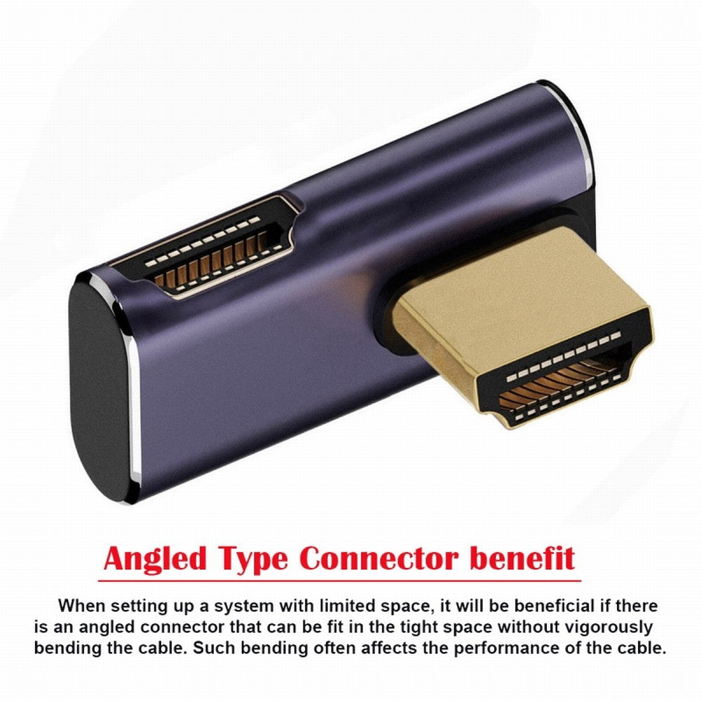 Chenyang HDMI Male to HDMI 2.1 Female Vertical 90 Degree Right Up Angled Low Profile UHD Extension Adapter Support 8K 60hz HDTV HD-011-A8K08