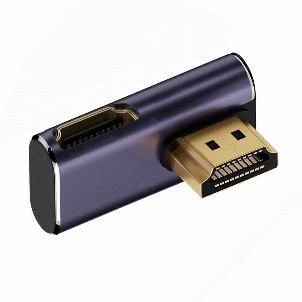 Chenyang HDMI Male to HDMI 2.1 Female Vertical 90 Degree Left Down Angled Low Profile UHD Extension Adapter Support 8K 60hz HDTV HD-011-A8K09