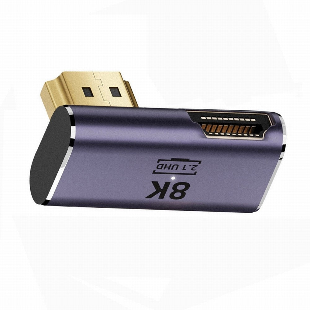 Chenyang HDMI Male to HDMI 2.1 Female Vertical 90 Degree Left Down Angled Low Profile UHD Extension Adapter Support 8K 60hz HDTV HD-011-A8K09