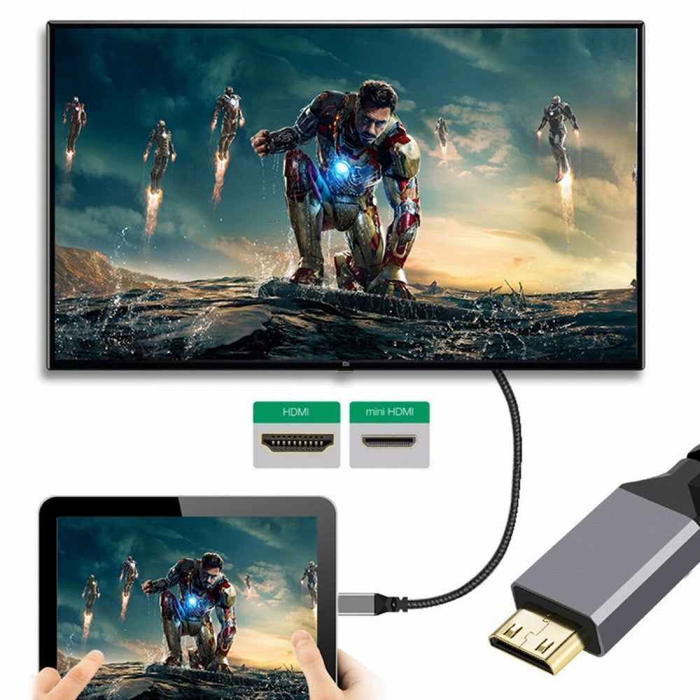 Chenyang 4K Type-C MINI HDMI 1.4 Male 90 Degree Up Angled to HDMI Female Extension Cable for DV MP4 Camera DC Laptop HD-004-UP