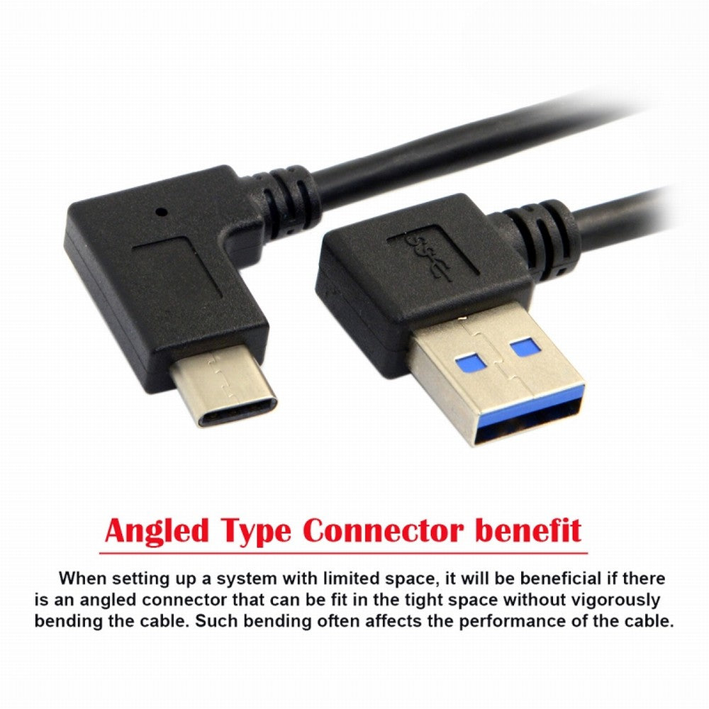 Chenyang Reversible USB 3.1 USB-C Angled to 90 Degree Right Angled USB 3.0 Cable for Laptop Tablet Phone UC-089-RI