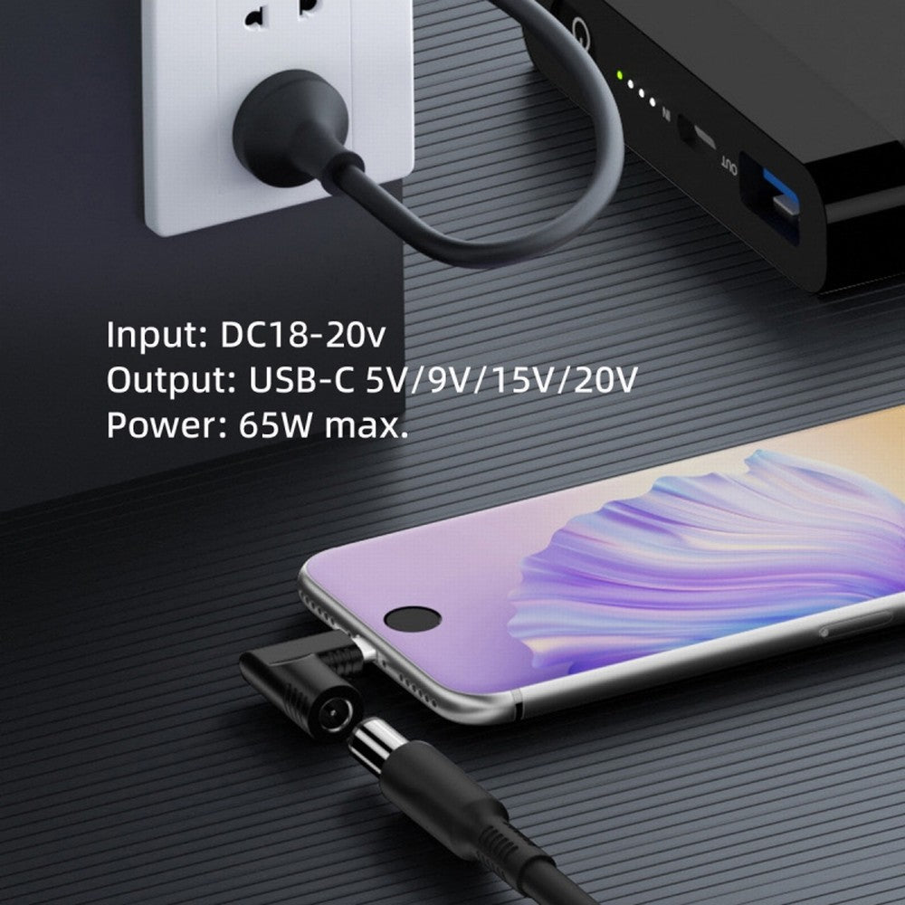 Chenyang DC Jack 5.5x2.1mm Input to USB-C Type-C Angled 90 Degree Power Plug Charge Adapter for Laptop Phone UC-211-RI-5521MM