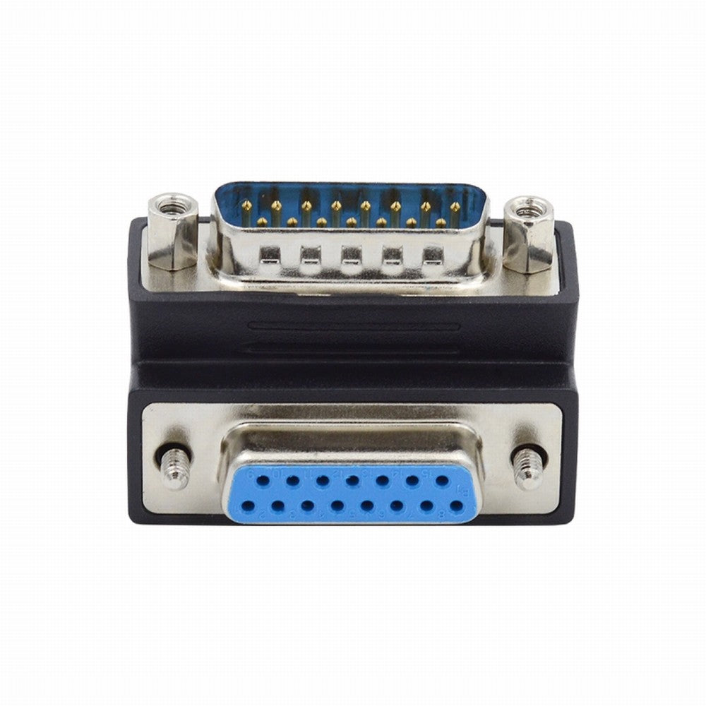 Chenyang DSUB RS232 D-subminiature 15pin Male Nut to Female Screw Extension Adapter DB Connector Down 90 Degree Angled DB-017-DN