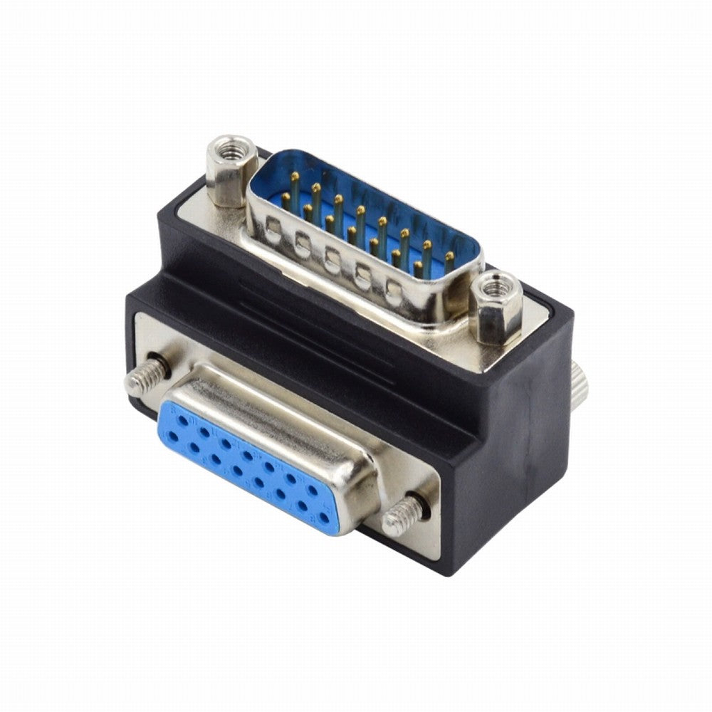 Chenyang DSUB RS232 D-subminiature 15pin Male Nut to Female Screw Extension Adapter DB Connector Down 90 Degree Angled DB-017-DN