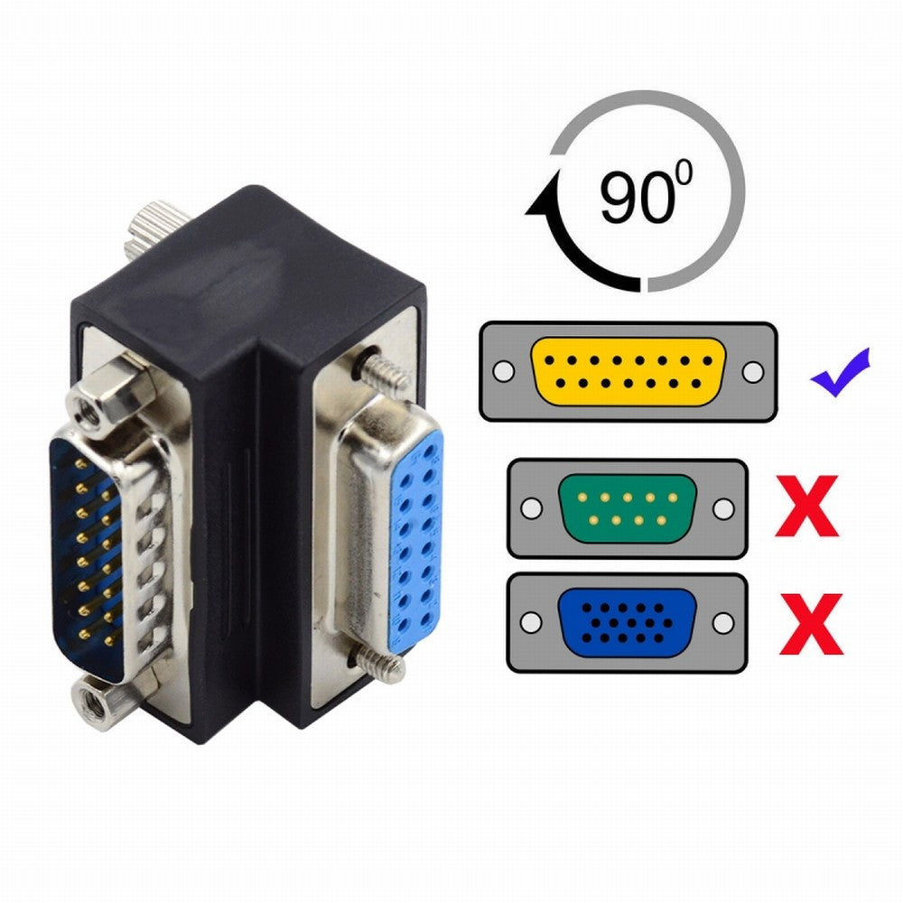 Chenyang DSUB RS232 D-subminiature 15pin Male Nut to Female Screw Extension Adapter DB Connector Down 90 Degree Angled DB-017-DN