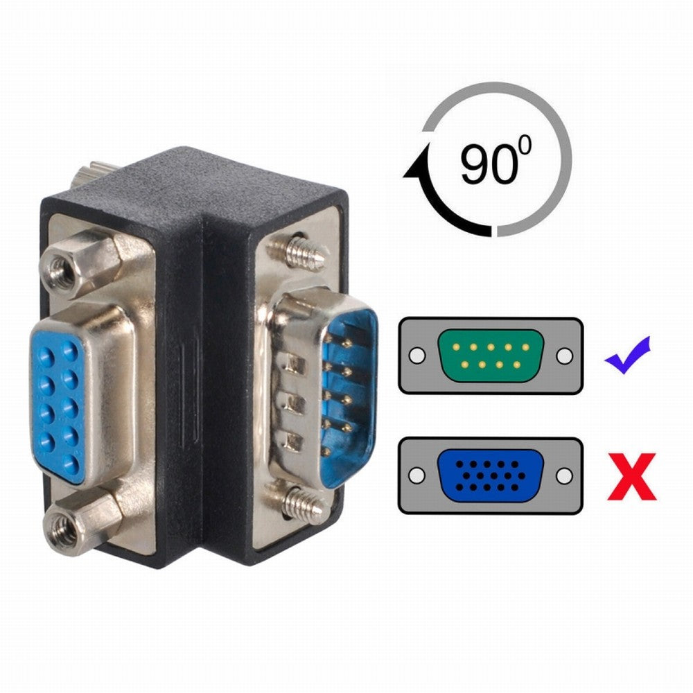 Chenyang Up Angled 90 Degree RS232 D-Sub 9Pin Male Screw Type to Female Nut Type Extension Adapter DB-001-UP