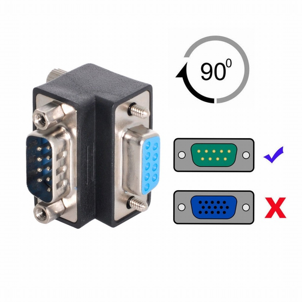 Chenyang D-Sub RS232 9Pin DB9P Male to Female Up Angled 90 Degree Extension Adapter DB-016-UP