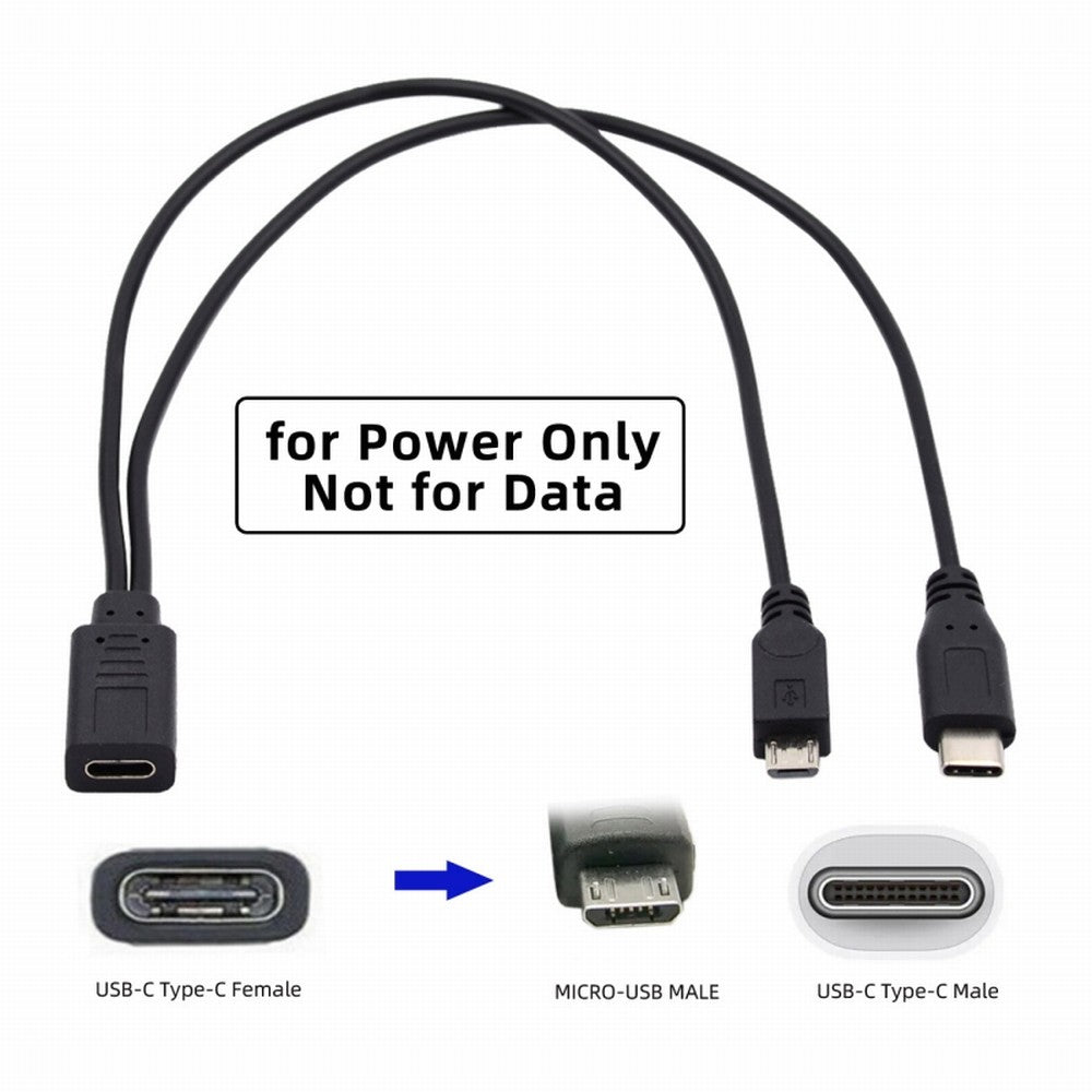 Chenyang Type-C USB-C Female to USB-C Type C USB 3.1 & Micro USB Male Splitter Extension Charge Cable U2-069-TC001