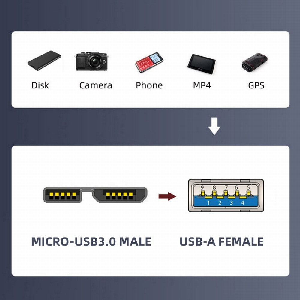Chenyang USB-C USB 3.1 Type A Female to Micro USB 3.0 Male Data Adapter 10Gbps Data Power for Laptop SSD Disk UC-082-MMAF