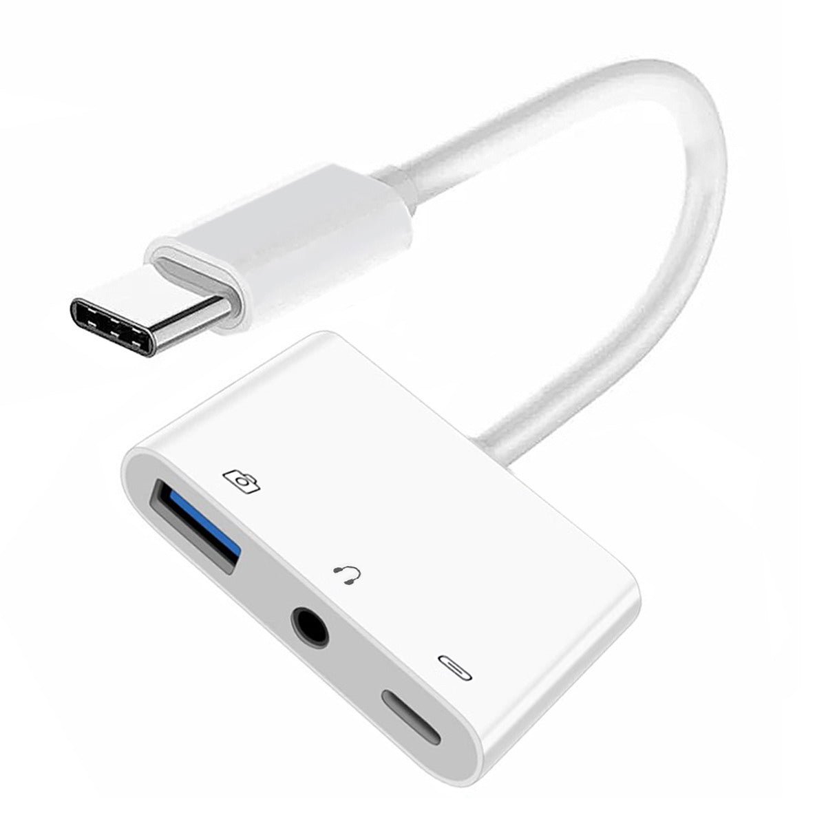 Chenyang Type C USB-C to 3.5mm Audio AUX & Type-A USB2.0 OTG Female with PD Power Charge Adapter Compatible with Laptop Tablet Phone UC-155-TC004