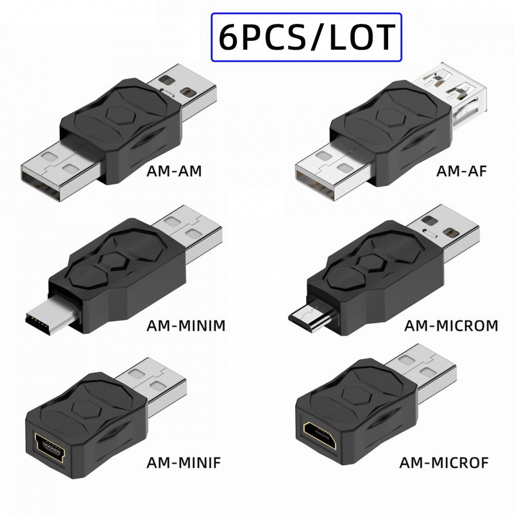 Chenyang 6pcs/lot Type-A Micro USB 2.0 Mini USB 5Pin Male to Female Extension Data Power Adapter U2-006-AM