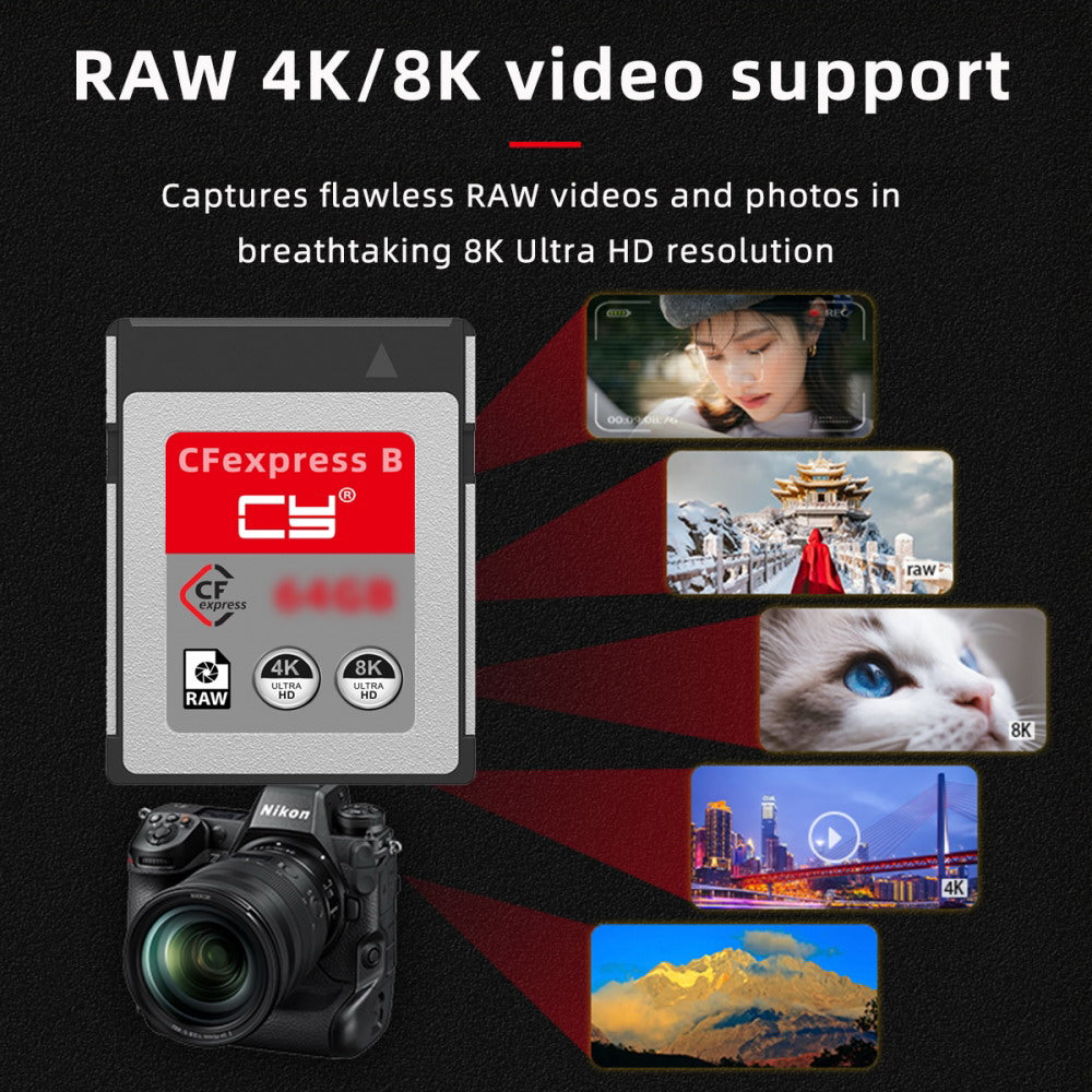 Chenyang CFexpress Type-B 128GB Memory Card CFE CFB Adapter Compatible with XS Camera 8K RAW PCIe Expansion SA-079-128G