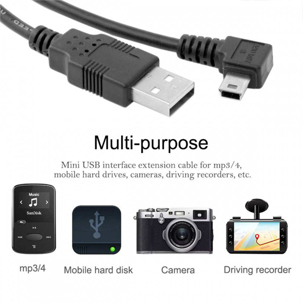 Chenyang Mini USB B Type 5pin Male Right Angled 90 Degree to USB 2.0 Male Type-A Power Data Cable U2-057-RI