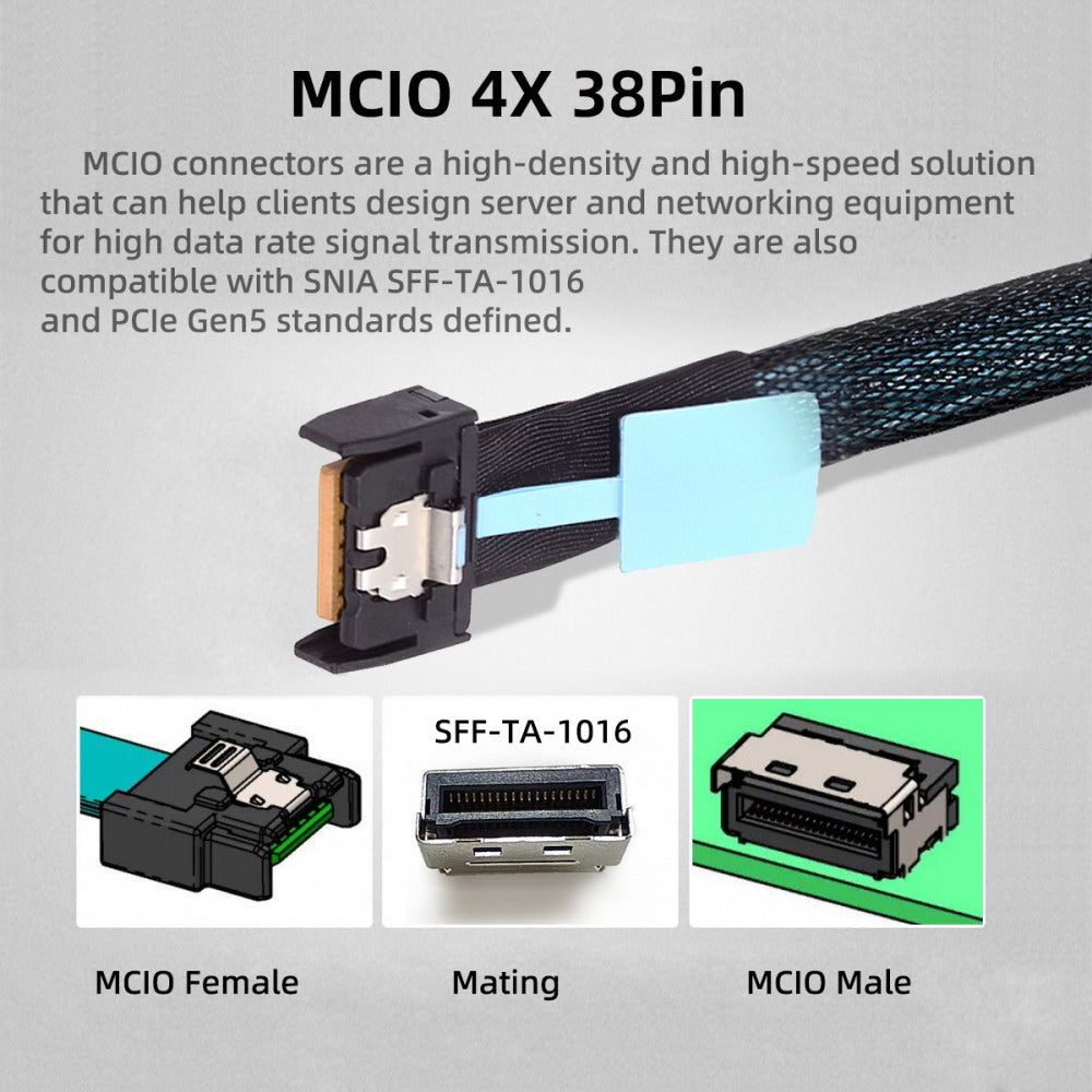 Chenyang PCI-E 5.0 4.0 M.2 M-key to MCIO Mini Cool Edge IO Female Host Adapter for PCIe Nvme SSD 2280 2230 SF-015