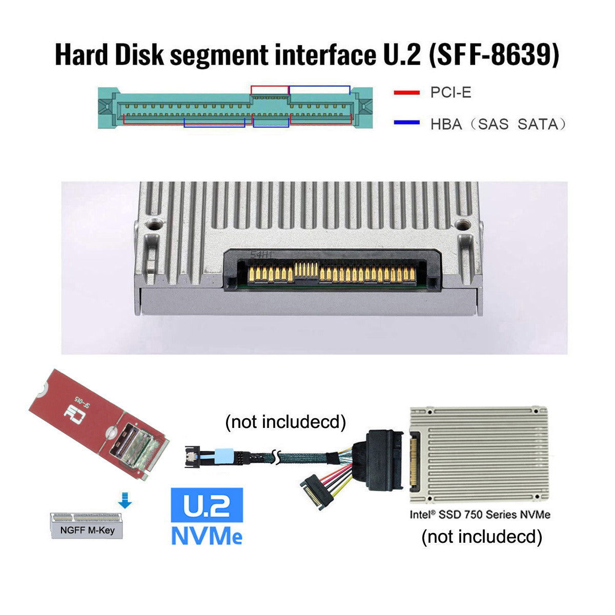 Chenyang PCI-E 5.0 4.0 M.2 M-key to MCIO Mini Cool Edge IO Female Host Adapter for PCIe Nvme SSD 2280 2230 SF-015