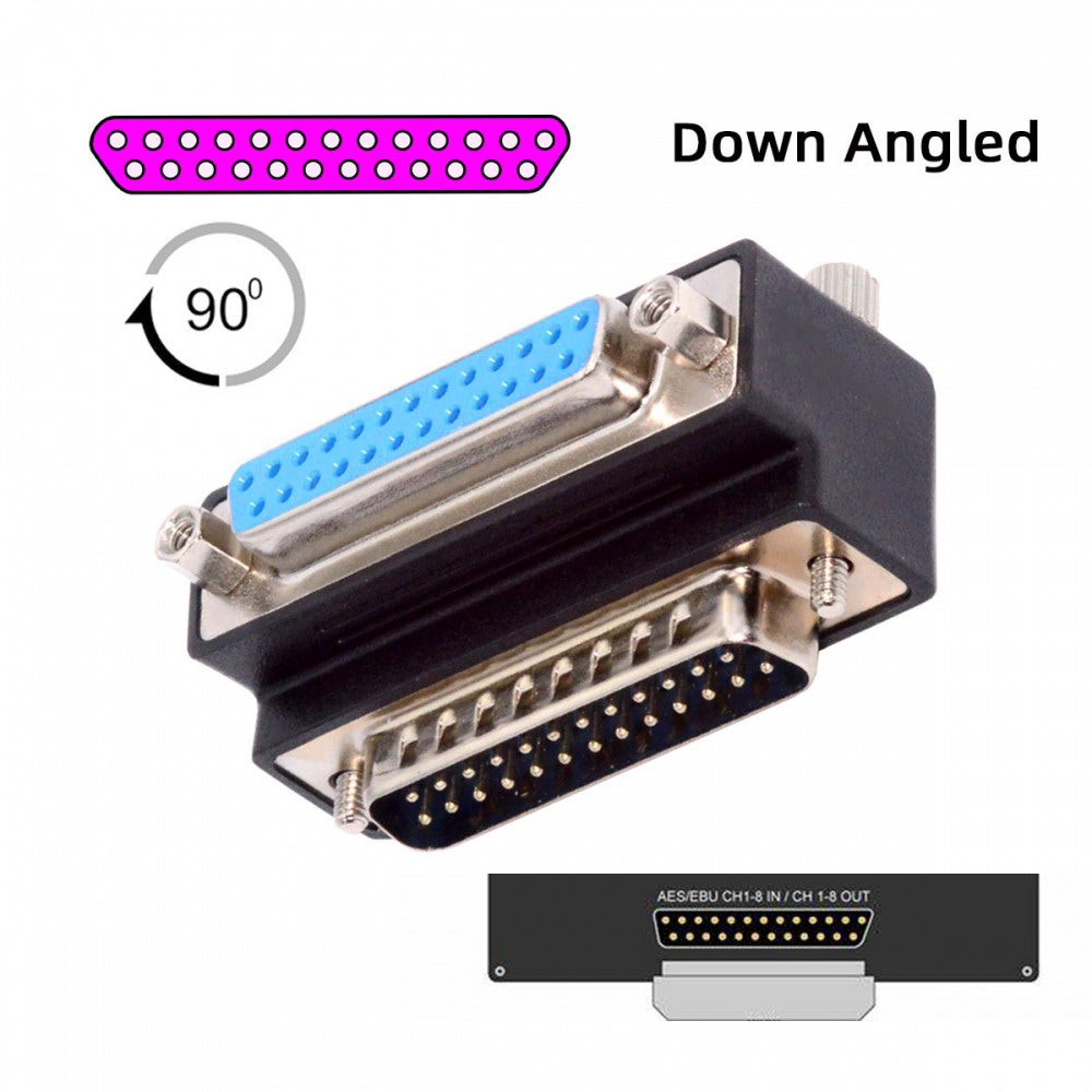 Chenyang DSUB Parallel LPT AES/EBU DB25pin Male Nut to Female Screw Extension Adapter DB Connector Down 90 Degree Angled DB-008-DN