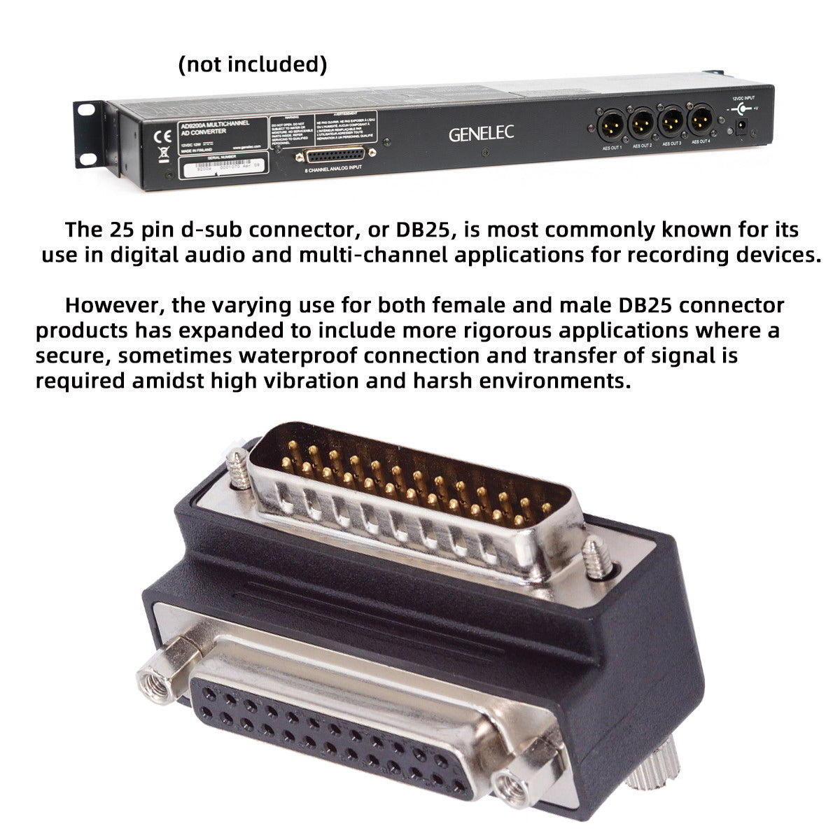 Chenyang DSUB Parallel LPT AES/EBU DB25pin Male Nut to Female Screw Extension Adapter DB Connector Up 90 Degree Angled DB-008-UP