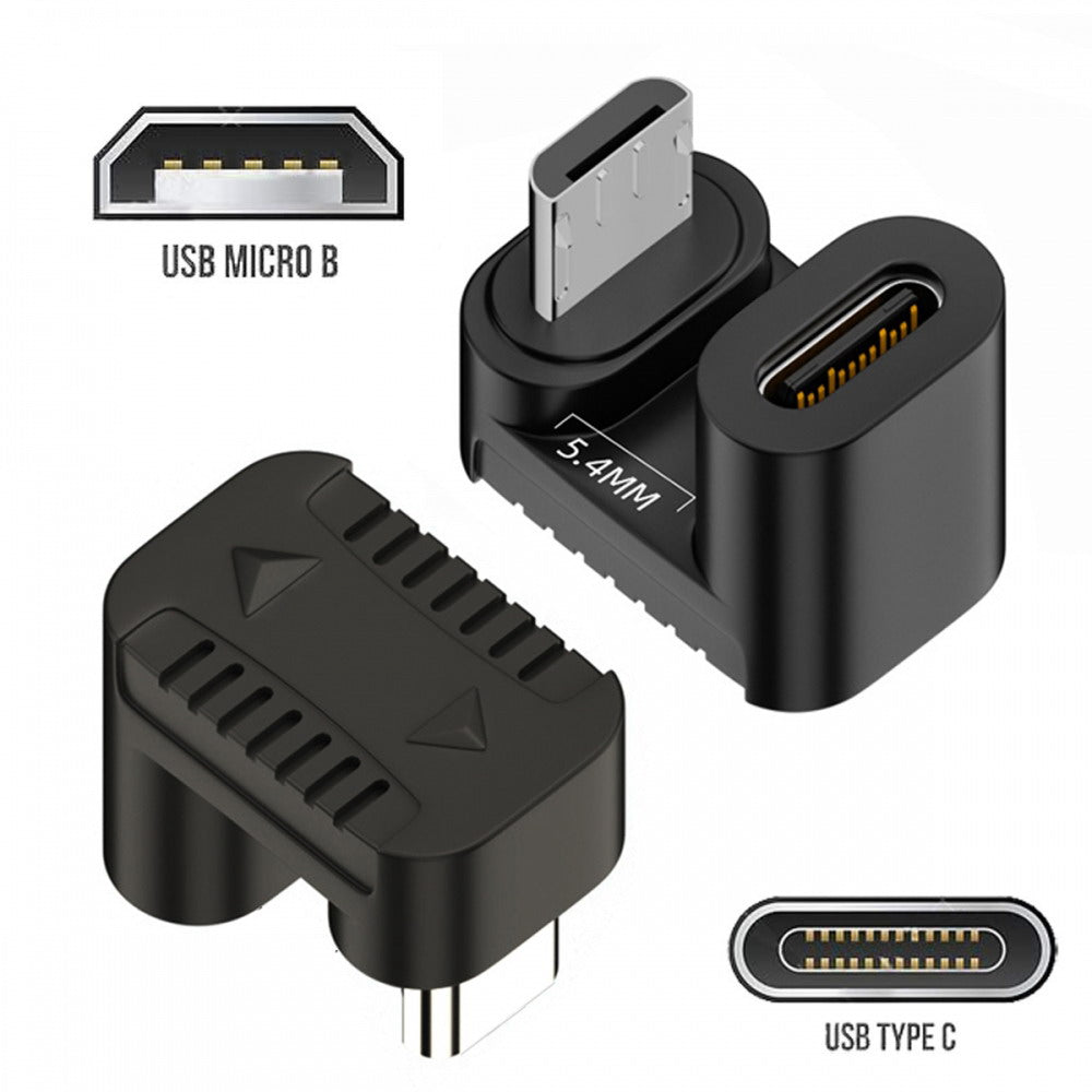 Chenyang 4pcs/lot USB-C USB2.0 Type C Female to Micro USB Male Power Data Adapter 360 Degree Opposite Up Back Angled UC-102-OU-4PCS