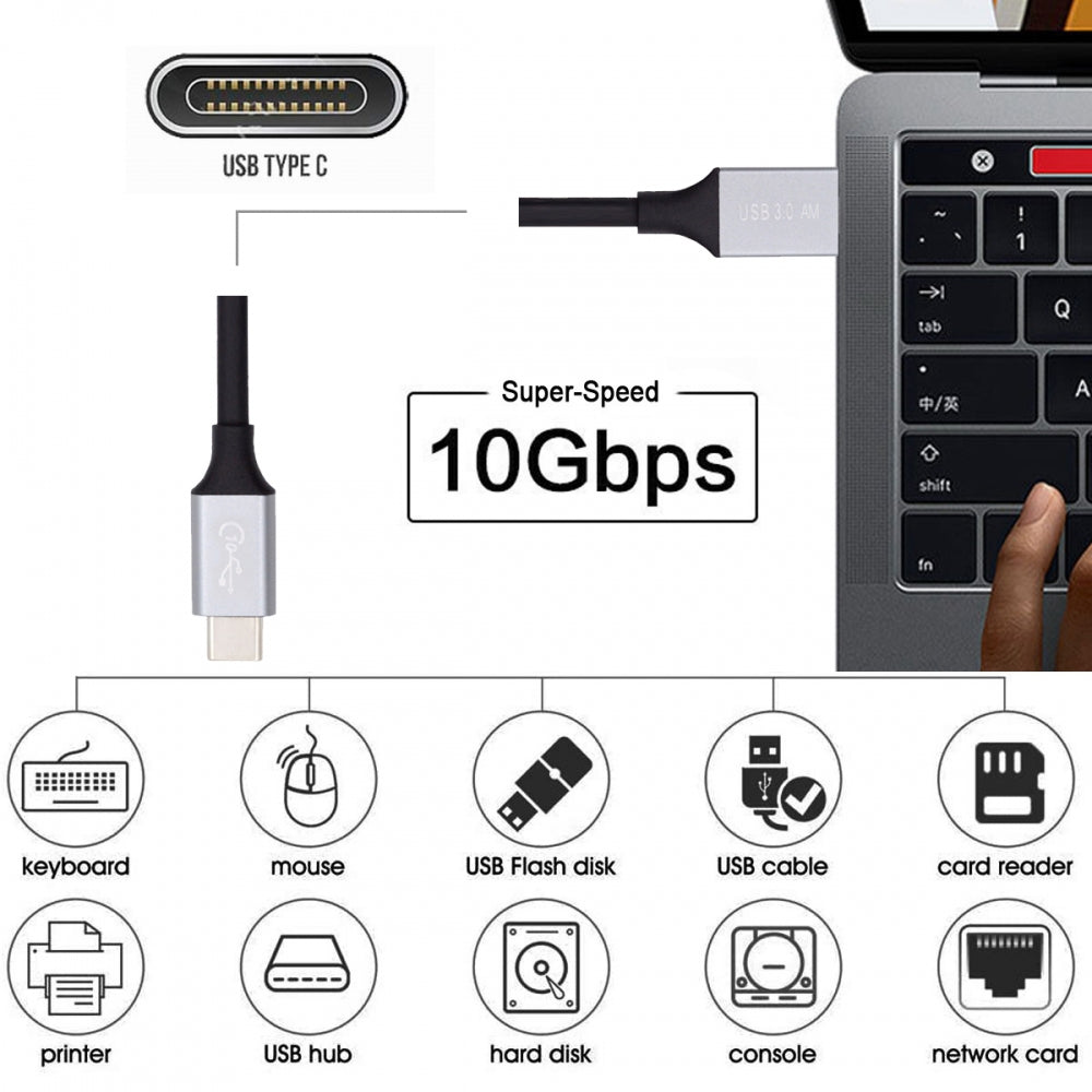 Chenyang 10Gbps USB 3.1 Type C Male to USB3.0 Type A Male Data Power Cable 5V3A for Laptop Phone Disk UC-036-0.30M/UC-036-0.50M