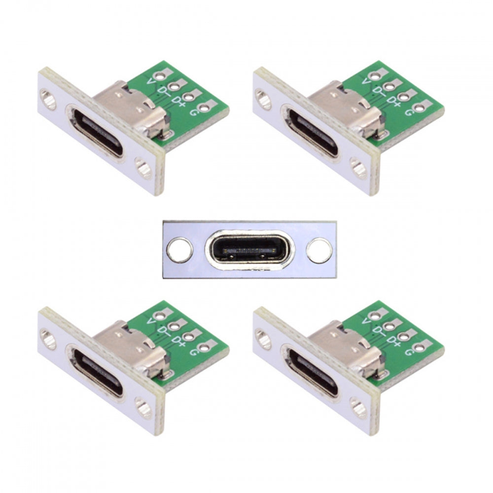 Chenyang 5pcs/set DIY OEM Type C Female Socket Connector Panel Mount Type with PC Board 24pin USB 2.0 Pinout CN-014-CF