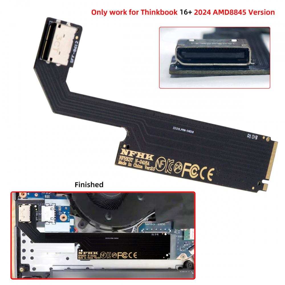 Chenyang PCI-E 4.0 M.2 M-key to Oculink SFF-8612 SFF-8611 Host Adapter for 2024 ThinkBook 16+ AMD8845 External Graphics Card & SSD SF-058-AMD