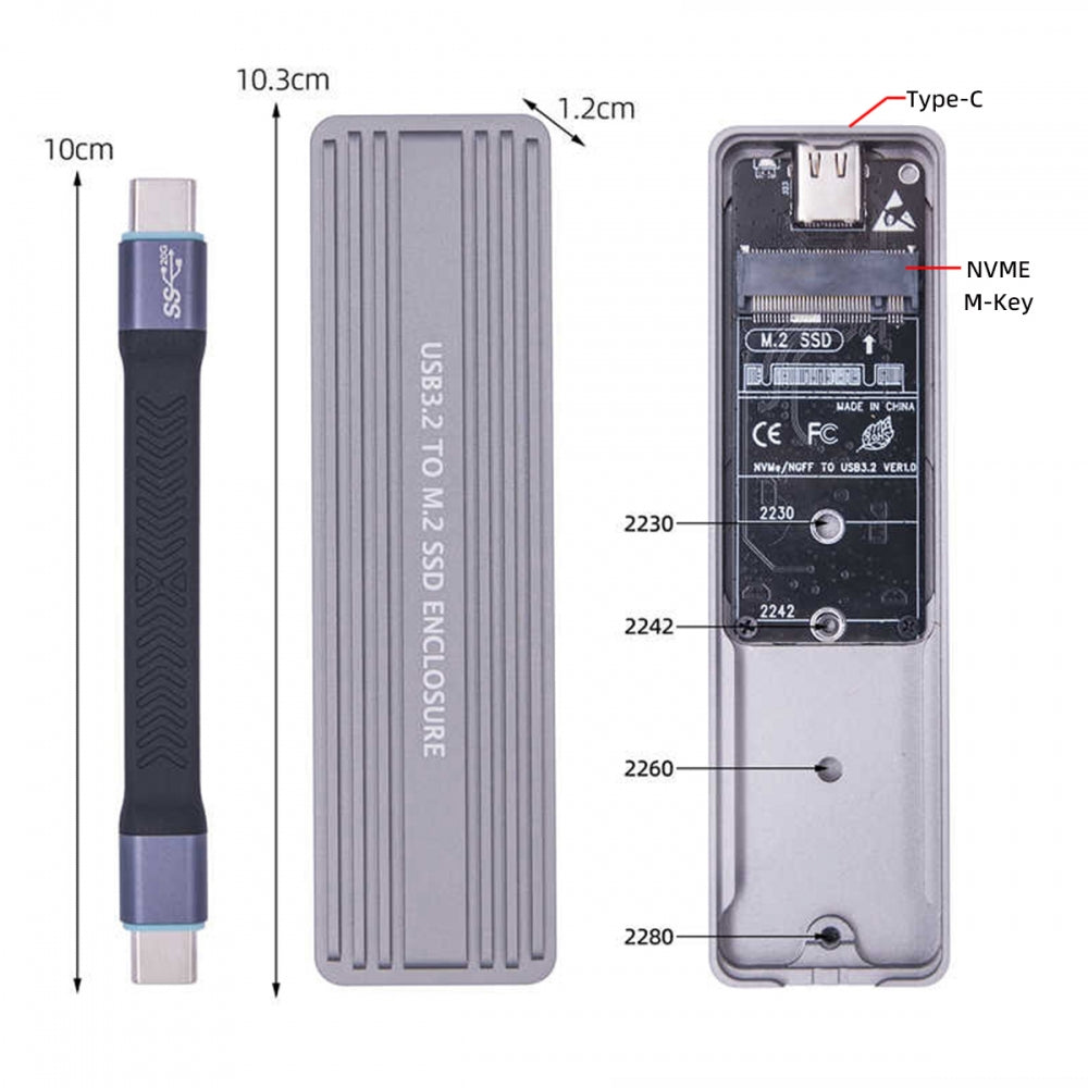 Chenyang 20Gbps Type-C USB3.2 USB4 to NVME M-key M.2 NGFF SATA SSD PCBA Enclosure 2280/2242/2230mm Adapter RTL9220 Chipset