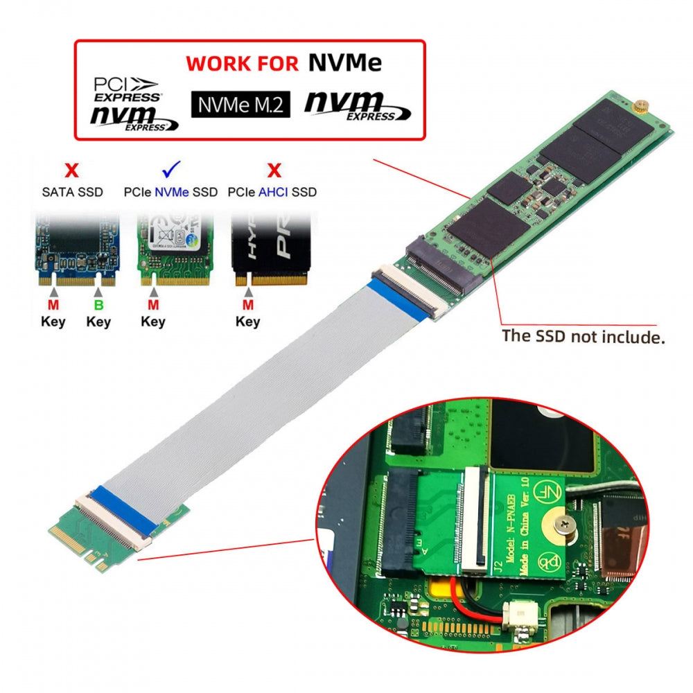 Chenyang 2230 NGFF A+E-Key Male to NVME M-key Female Extension Cable for Laptop Mainboard SSD 2280
