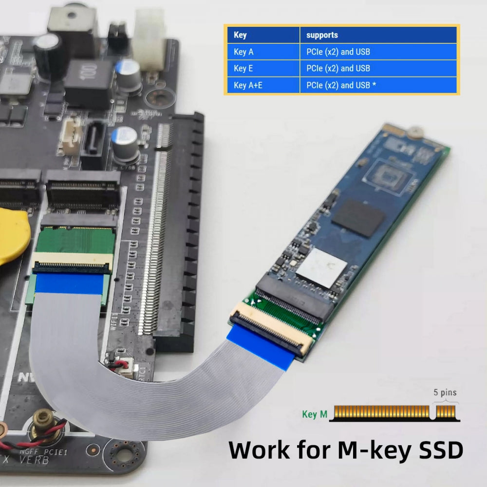 Chenyang 2230 NGFF A+E-Key Male to NVME M-key Female Extension Cable for Laptop Mainboard SSD 2280