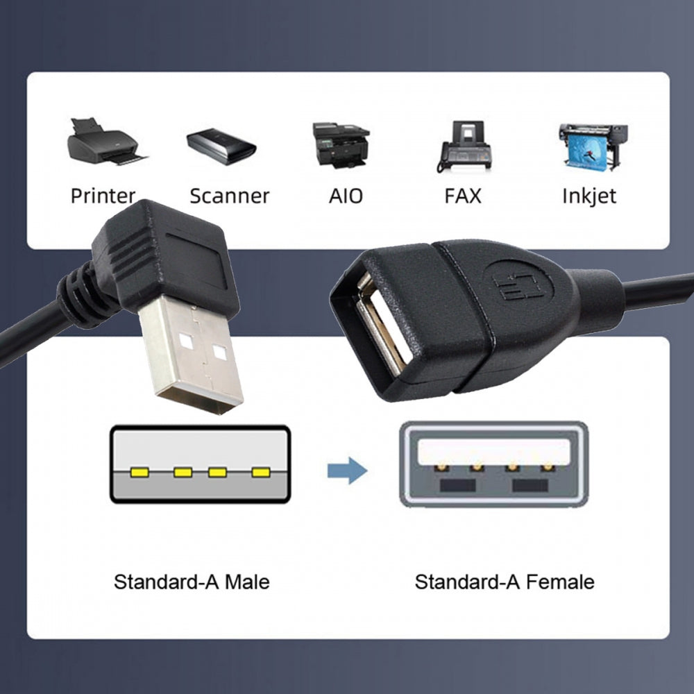 Chenyang USB 2.0 Type-A Male to USB Female M-F Extension Cable 20cm 90 Degree Up Angled Type
